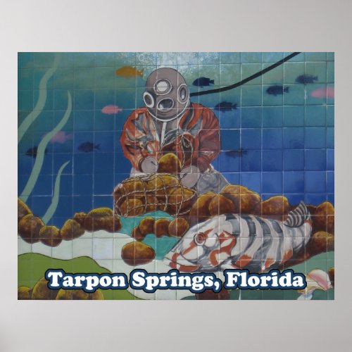 Tarpon Springs Sponge Diver Mural Poster