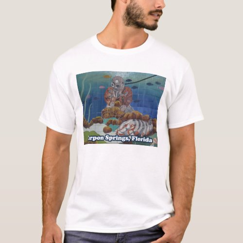 Tarpon Springs Sponge Diver Mural T_Shirt