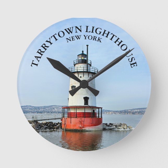 Tarrytown Lighthouse, New York Round Wall Clock (Front)