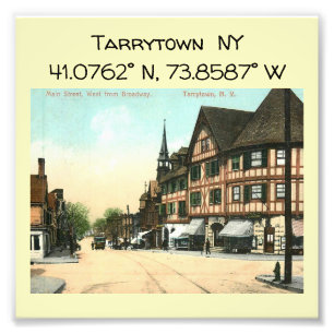 Tarrytown NY Map Coordinates Vintage Style Photo Print