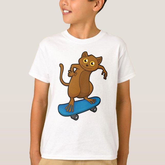 Tarsier as Skater with Skateboard T-Shirt (Front)