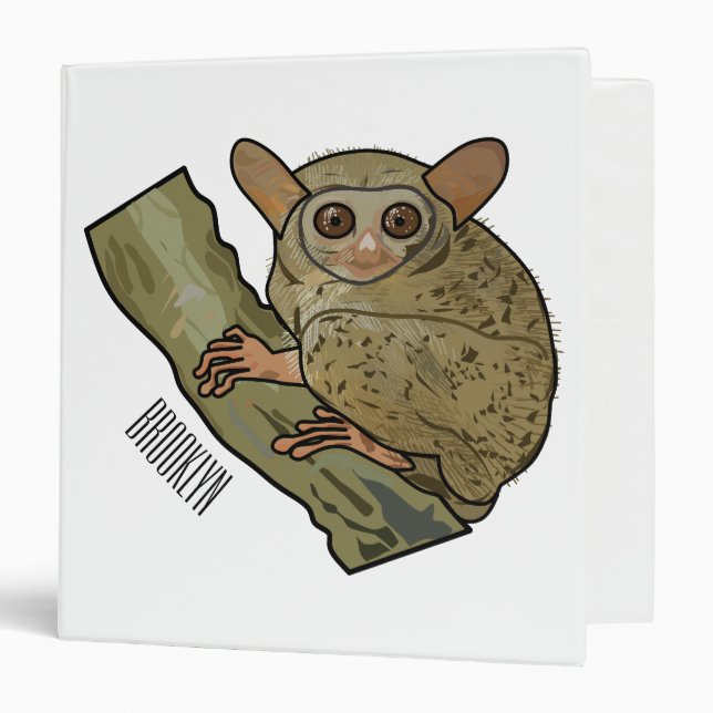 Tarsier cartoon illustration  3 ring binder (Front/Inside)
