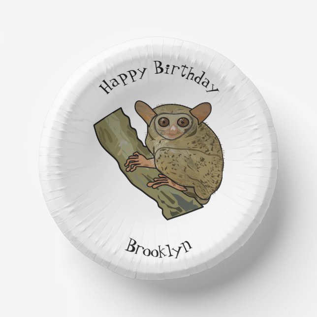 Tarsier cartoon illustration paper bowls (Front)