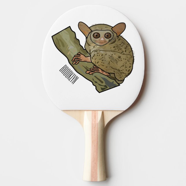 Tarsier cartoon illustration  ping pong paddle (Front)