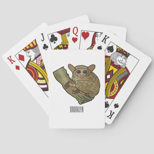 Tarsier cartoon illustration poker cards (Back)