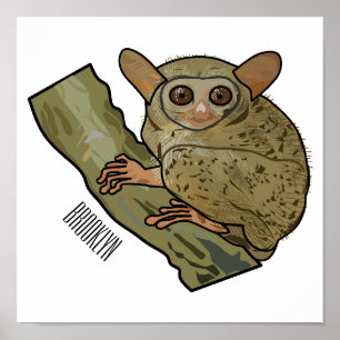 Tarsier cartoon illustration poster