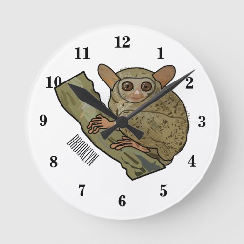 Tarsier cartoon illustration round clock