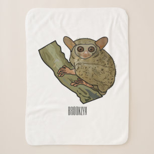 Tarsier cartoon illustration  sherpa blanket