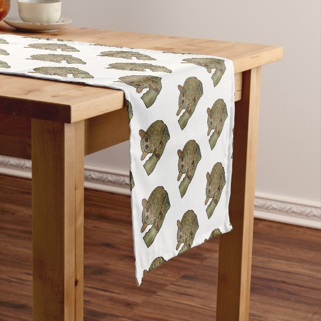 Tarsier cartoon illustration short table runner (In Situ)