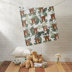 Tarsier Leaves Green Print Baby Blanket