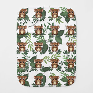 Tarsier Leaves Green Print Baby Burp Cloth
