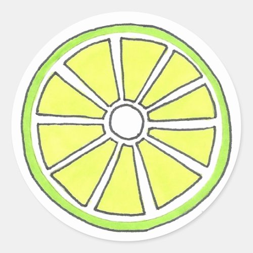 Tart Green Lime Tropical Citrus Fruit Slice Fruity Classic Round Sticker