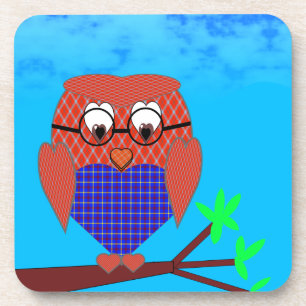 Tartan and Hearts Owl Coaster