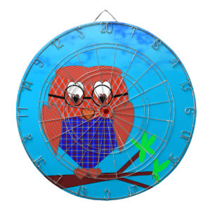 Tartan and Hearts Owl Dartboard With Darts