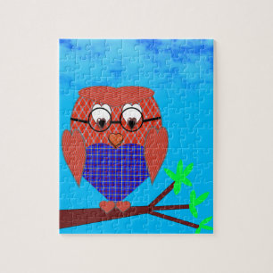 Tartan and Hearts Owl Jigsaw Puzzle