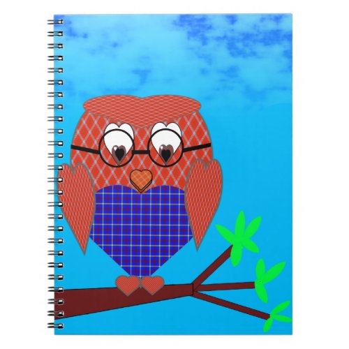 Tartan and Hearts Owl Notebook