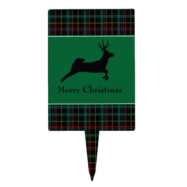 Tartan and Reindeer Christmas Cake Topper (Front)