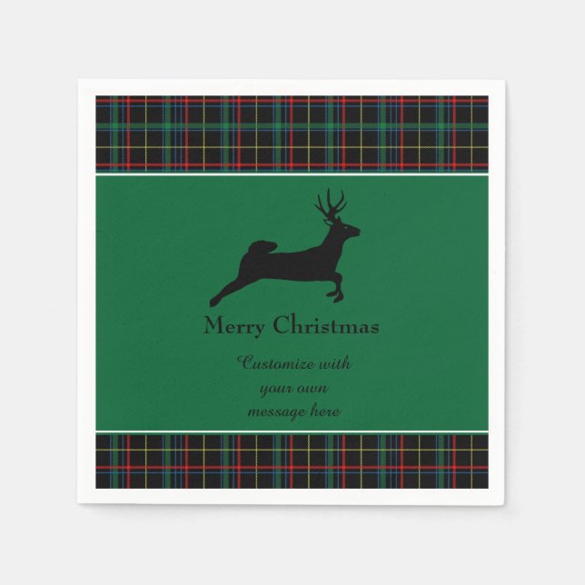 Tartan and Reindeer Paper Napkins (Front)