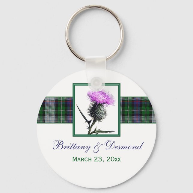 Tartan and Thistle Wedding Favor Keychain (Front)