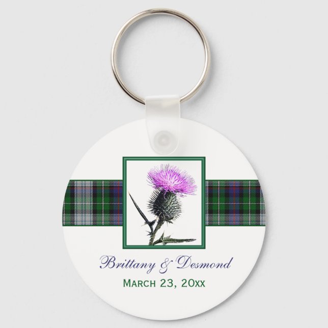 Tartan and Thistle Wedding Favor Keychain (Front)