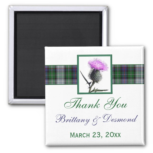Tartan and Thistle Wedding Favor Magnet (Front)