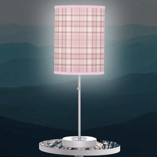 Tartan - Baby Pink-CementWhite-OldFashionedPink Table Lamp (Creator Uploaded)