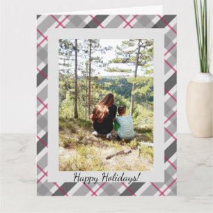 Tartan Balmoral Black Gray Burgundy One Photo Card