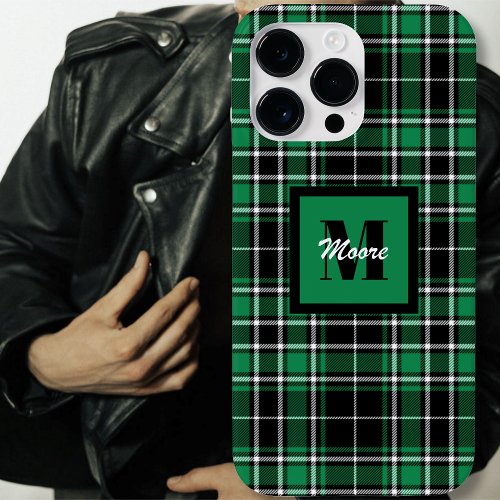 Tartan _ Black Green and Off White Phone Case