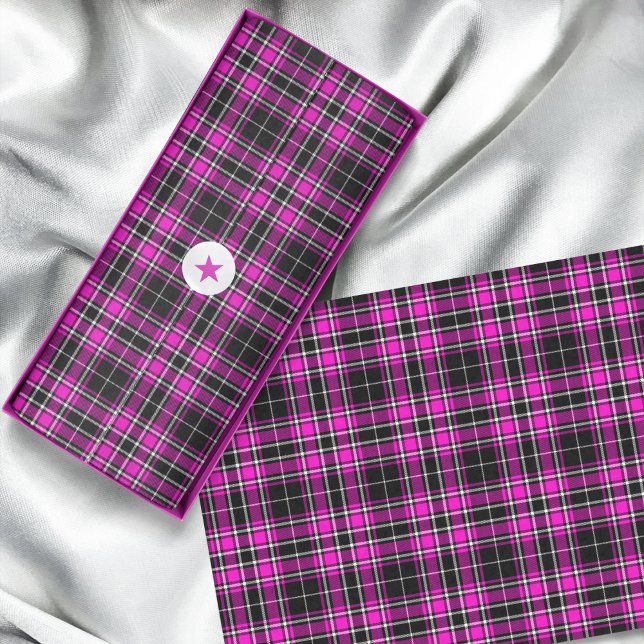 Tartan - Black Hot Pink White Tissue Paper (Tartan - Black Hot Pink White Tissue Paper by Leapfroglisics Shop)