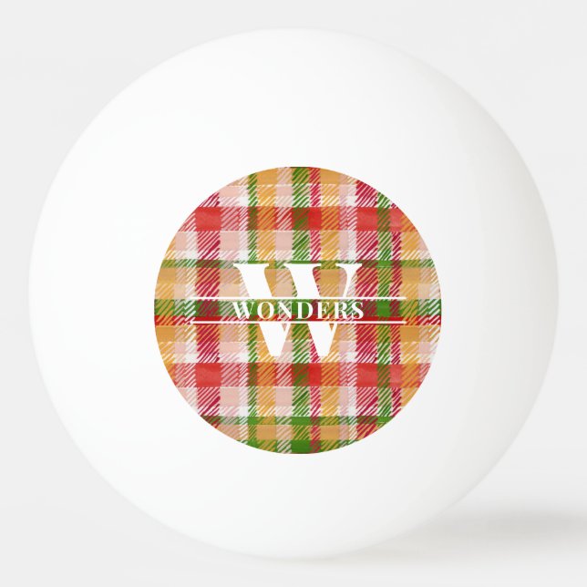 Tartan Blank Plaid Custom Monogrammed Ping Pong Ball (Front)