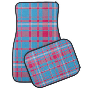 Tartan blue and red car floor mat