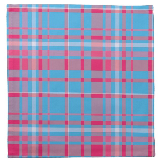 Tartan blue and red cloth napkin (Front)