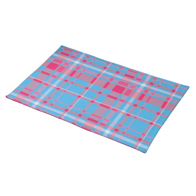 Tartan blue and red cloth placemat (On Table)