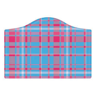 Tartan blue and red door sign