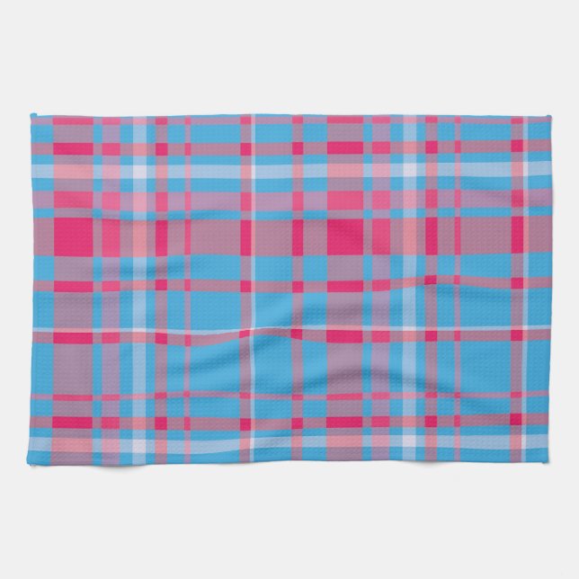 Tartan blue and red kitchen towel (Horizontal)