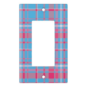 Tartan blue and red light switch cover