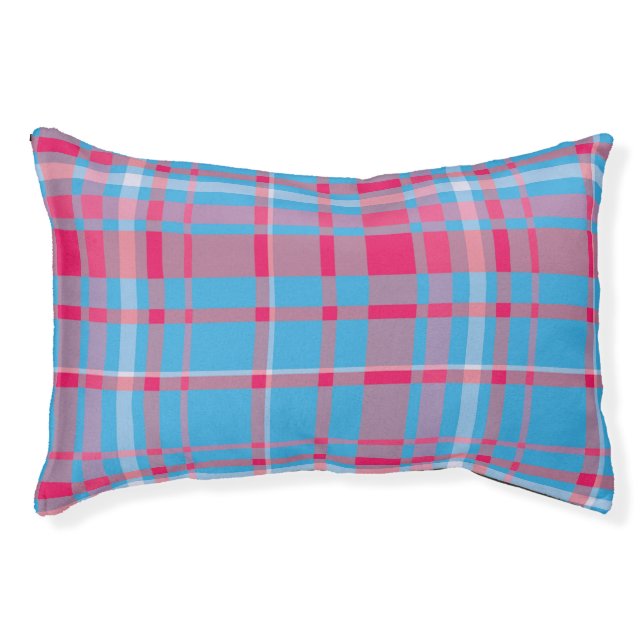 Tartan blue and red pet bed (Front)