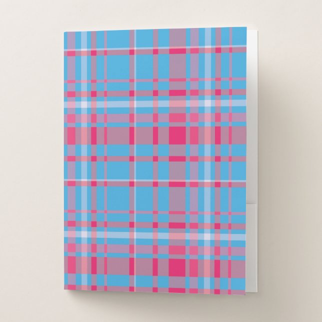 Tartan blue and red pocket folder (Front)