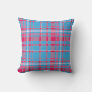 Tartan blue and red throw pillow