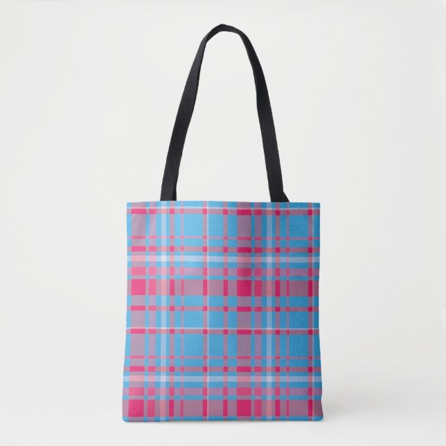 Tartan blue and red tote bag (Front)