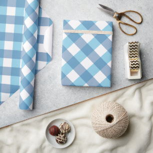 Tartan Blue Check  Wrapping Paper