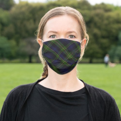 Tartan Blue Green Adult Cloth Face Mask