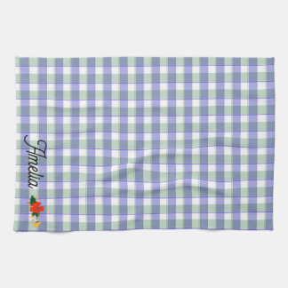 Tartan blue green simple wildflower pattern name kitchen towel
