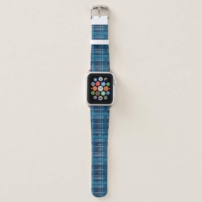Tartan blue pattern apple watch band (Front)