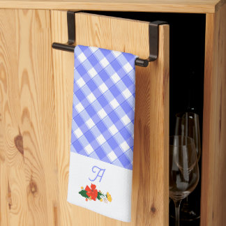 Tartan blue simple wildflower pattern  kitchen towel