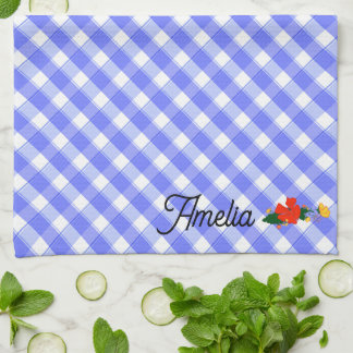 Tartan blue simple wildflower pattern name kitchen towel