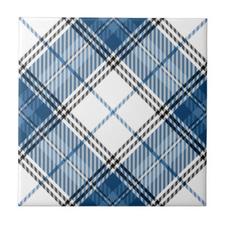 Tartan Blue White Ceramic Tile
