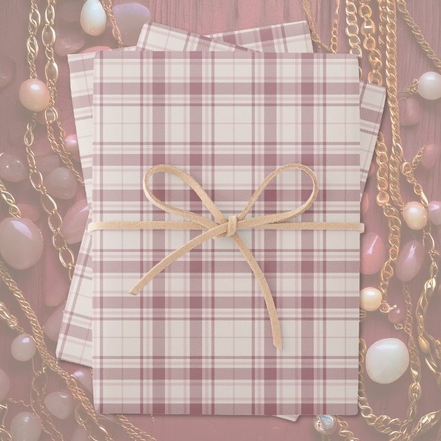 Tartan - Boho Cement White with Light to Dark Pink Wrapping Paper Sheets (Tartan - Boho Cement White with Light to Dark Pink Wrapping Paper Sheets by Leapfroglisics Shop)