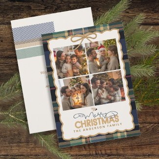 Tartan Border Christmas 4 Photo Template ID1141B