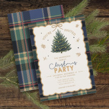 Tartan Border Christmas Party Blue ID1141B